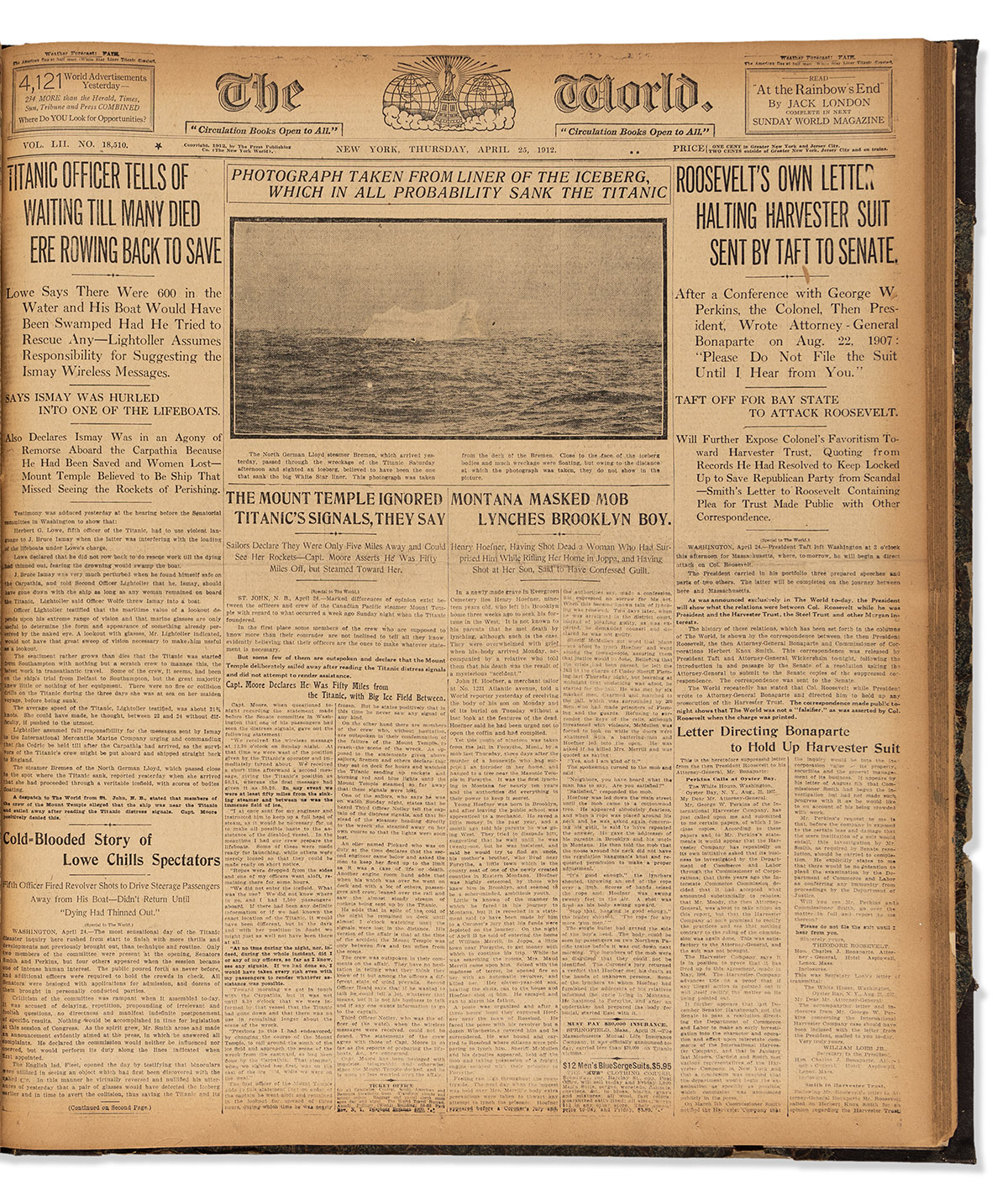 (MARITIME.) Volume of the New York World covering the Titanic disaster.